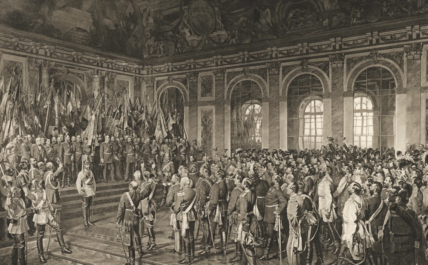 Druck Schlossfassung Kaiserproklamation_in_Versailles_1877-b - Otto-von